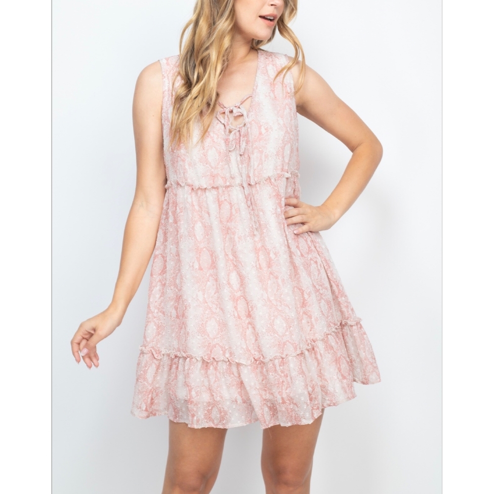 ALTAR'D STATE Chic Mauve Snake Print Baby Doll Swing Dress - Picture 3 of 9
